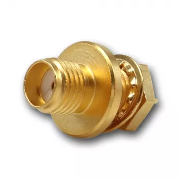 Mufă mamă de montaj SMA Telegärtner, montaj frontal, inel de etanșare, Z27, auriu, pachet de 5 (J01151A1081)