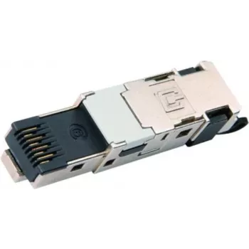 Conector RJ45 de montaj pe teren Telegärtner J80026A0047 Cat.6A ecranat, fără scule, T568B, zinc turnat sub presiune, negru