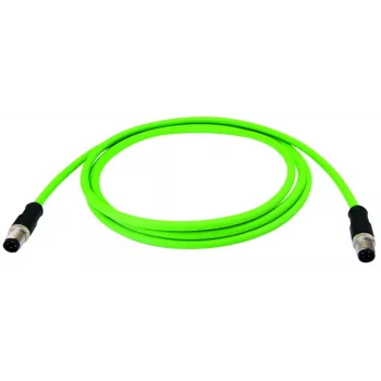 Cablu patch Ethernet industrial TELEGÄRTNER codificat D Cat.5 M12 tată la M12 tată, PUR, verde, 10 m L80215A0000