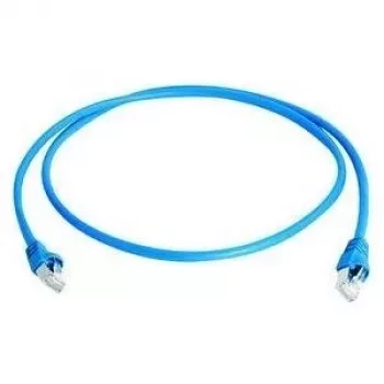 Cablu patch RJ45 TELEGÄRTNER 100008091, CAT 6a S/FTP, albastru, ignifug, cu protecție anti-îndoire, 1 m