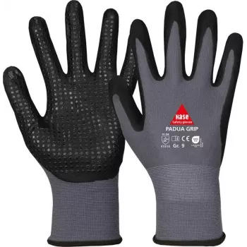 Mănuși de lucru HASE SAFETY GROUP AG 508150 9 din nailon cu spumă de nitril, mărimea 9, gri/negru