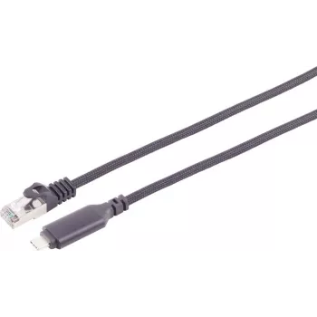 S CONN MAXIMUM CONNECTIVITY USB-C to Ethernet Adapter Cable 1G, USB Type-C Male to RJ45, Aluminum, Black, 1m (14-51025)