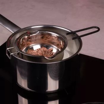 Lurch Stainless Steel Bain-Marie Melting Bowl, Silver, 11 cm Diameter, 350 ml, with Pouring Spout and Pot Rest Hook (70276)
