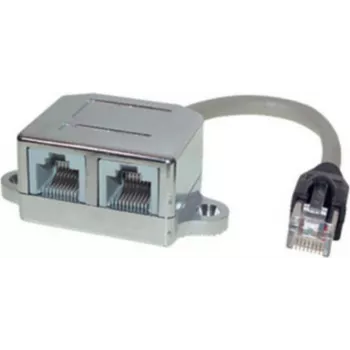 Adaptor splitter RJ45 telefon/ethernet S CONN MAXIMUM CONNECTIVITY, Cat. 5e, ecranat, 0,1 m, negru 75002-2