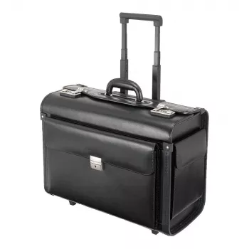 Geantă pentru laptop JÜSCHA Alassio SILVANA 17 inch neagră din piele sintetică vinil (92301)