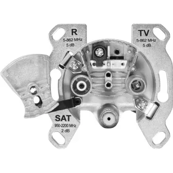 TechniSat TECHNIPRO SV600 V2 Priza de perete pentru antenă cu 3 găuri cu decuplare cu diodă DC (TV, radio, SAT) 0004/3075