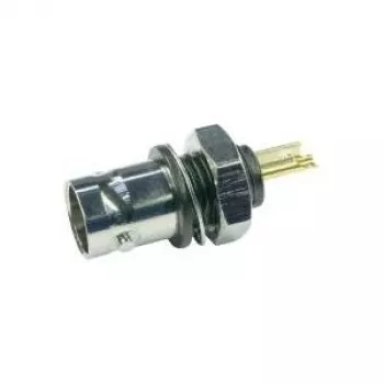 Telegärtner BNC Mufă de montaj izolată 50 Ohm flanșă izolatoare neagră contacte aurite 4 GHz 1 buc.
