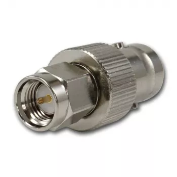 Adaptor coaxial RF Telegärtner BNC mamă la SMA tată, 50 Ohm, DC-4 GHz, alamă nichelată, J01008A0025