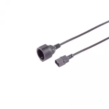 Cablu adaptor de alimentare S CONN MAXIMUM CONNECTIVITY IEC C14 la CEE 7/3 Schuko, 1 m, 1 mm², negru 09-07025