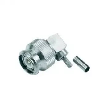 Conector TNC în unghi, crimp, Telegärtner, 50 Ohm pentru RG-316/U, lipire/crimp, alamă nichelată J01010B0012