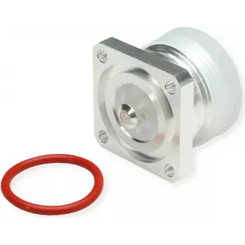 Conector mamă Telegärtner 7-16 DIN, montaj pe panou, 50 Ohm, argintiu