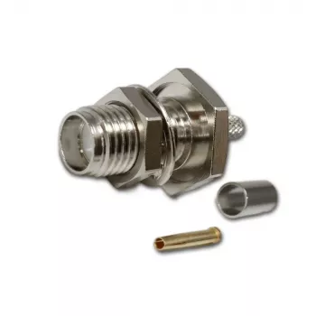 Conector mamă SMA Telegärtner crimp de montaj în panou pentru RG-316/U, nichelat, set de 5 (J01151A0009)