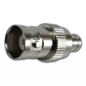 Adaptor coaxial TELEGÄRTNER BNC mamă la SMB mamă, 50 Ohm, drept, alamă nichelată, contacte aurite J01008F0013