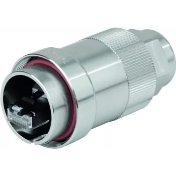 Conector de montaj pe teren Telegärtner J60026A0000 TOC M12, codificare D, 4 pini, ecranat, oțel inoxidabil, clemă cu șurub, IP68