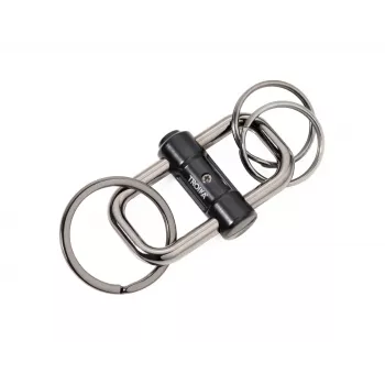 Breloc cu deschidere rapidă TROIKA 2-WAY KEY, metal turnat negru mat cu inel detașabil (KR22-09/BK)