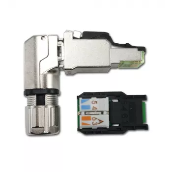 Telegärtner MFP8-4x90, mufă RJ45 Cat.6A conectorizabilă pe teren, T568A, ecranată, unghi multiplu, J00026A4004