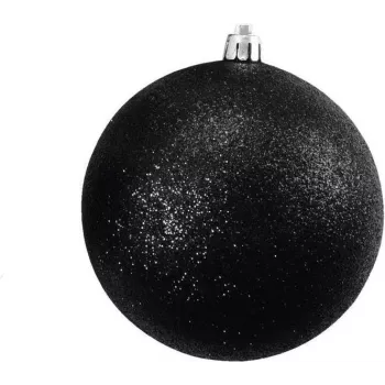 Set de mingi decorative EUROPALMS 10 cm, negre, cu sclipici, 4 bucăți, 83501268