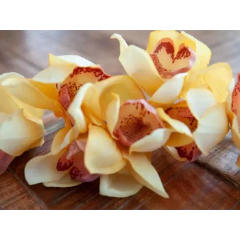 Ramură artificială de Cymbidium EUROPALMS, galben, 90cm 82530314