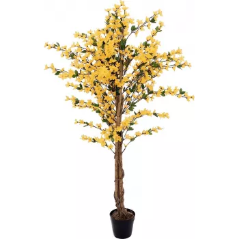 Copac artificial Forsythia cu 3 trunchiuri EUROPALMS, galben, 150cm 82507102