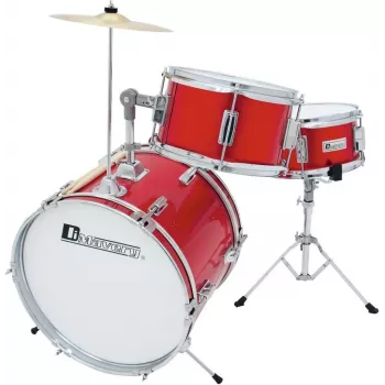 Set de tobe pentru copii DIMAVERY roșu, set acustic de 5 piese cu chimvale, scaun și bețe