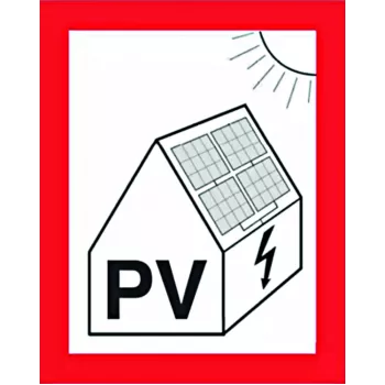 Cimco Fire Safety Sign for Photovoltaic Systems, 100 x 100 mm, Self-Adhesive Plastic 182799