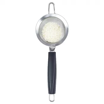 LURCH TANGO Kitchen Sieve 9.5 cm, Black/Silver, Fine Mesh Stainless Steel Strainer with Plastic Handle 230240