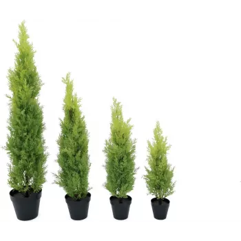 EUROPALMS Chiparos Leyland plantă artificială, 120 cm, frunziș verde, ghiveci negru 82606964