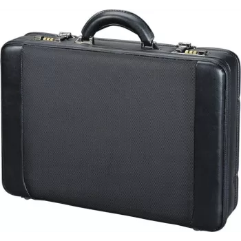 Geantă de laptop JÜSCHA ALASSIO cu husă de laptop detașabilă, extensibilă, cu încuietori cu combinație, neagră din nailon/piele artificială (45039)