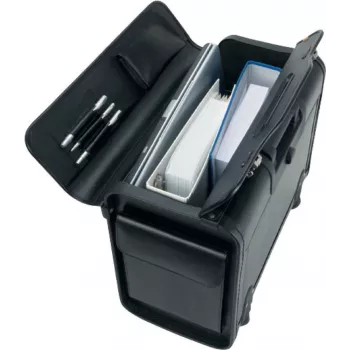 JÜSCHA Alassio Silvana servietă pilot, piele, negru, cu trolley (92705)
