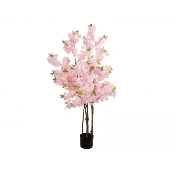 Copac artificial cu flori de cireș EUROPALMS cu 3 trunchiuri, roz, 160cm 82507834