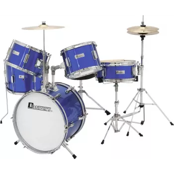 Set de tobe pentru copii Dimavery JDS-305 albastru cu cinele și pedală de tobă mare