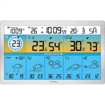 Stație meteo wireless Technoline WD2500 cu senzor exterior, control prin aplicație WLAN, suportă până la 3 senzori, afișaj color