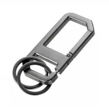 Breloc TROIKA ALVAR NERO cu carabinieră, Gunmetal/Negru (KR26-05/GM)