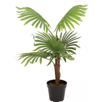 Plantă artificială palmier evantai EUROPALMS, 88 cm, verde, ghiveci negru 82509301
