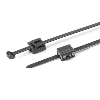 HellermannTyton T50ROSEC5B-PA66HS/PA66HIRHS-BK Colier de cablu cu suport brad, 200 x 4,6 mm, negru, 500 buc. 150-40581