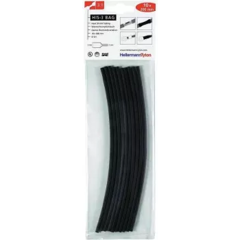 Set tub termocontractabil HellermannTyton HIS-3, 3:1, negru, 100 bucăți 308-30310