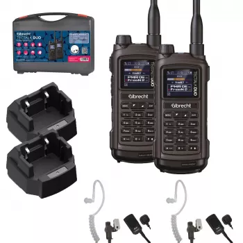 Set de stații radio bidirecționale Albrecht Tectalk Duo PMR446 + Freenet 1W cu cutie rigidă de transport (pachet de 2) 29148.S1
