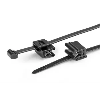 HellermannTyton T50ROSEC5A-PA66W-BK Cable Tie with Clip, 200 mm x 4.6 mm, Black, 100 pcs 156-03219