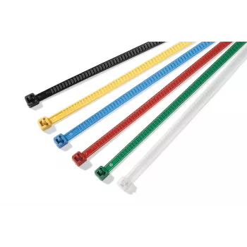HellermannTyton LR55R-HS-BK-D1 Black Heat Stabilised Cable Tie, 200mm x 4.6mm, 100 Pack 131-55000