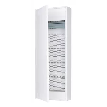 f-tronic VISION60K 5-Row Surface-Mounted Communication Cabinet with 3-Way Schuko Socket, White 7220223
