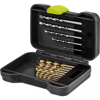 Goobay 17-Piece Metal and Stone Drill Bit Set with Screwdriver Bits in Robust Case 77848
