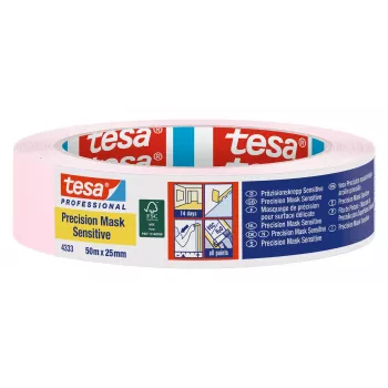 Bandă de mascare tesa 4333 Precision Mask, roz deschis, 50 m x 25 mm, 04333-00018-02