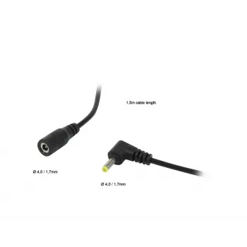 Cablu prelungitor de alimentare DC ALLNET 4,0mm x 1,7mm tată la mamă, 1,5m, negru ALL-Adapt-Ext4.00-1500