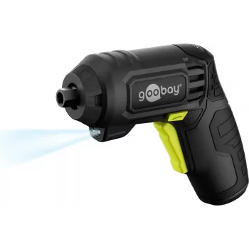 Set de șurubelniță mini cu acumulator Goobay, 31 piese, mâner tip pistol, cu 28 biți și încărcare Micro-USB (77818)