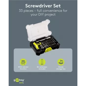 Set de șurubelnițe Goobay cu set de 30 biți - trusă de precizie pentru înșurubare, montaj și reparare electronică (77841)