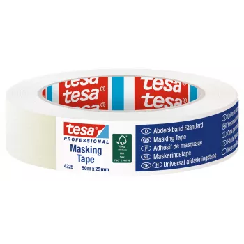 Bandă de mascare profesională Tesa STANDARD 04325-00001-01, bej, 50 m x 25 mm, 1 rolă