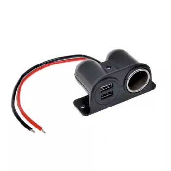 Priză auto IWH 12/24V cu 2 porturi USB, putere totală 4,2A (019010)