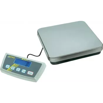 Cântar de platformă Kern DE 60K10D cu dublu interval, capacitate 60 kg, lizibilitate 10/20 g, platou de cântărire din oțel inoxidabil, alimentare cu baterie și rețea