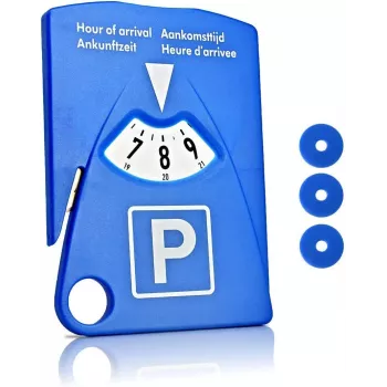 Disc de parcare manual IWH 7417 cu răzuitoare de gheață și jeton pentru cărucior de cumpărături, albastru, 153 x 100 x 4 mm
