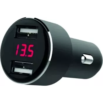 Încărcător auto IWH cu dual USB și afișaj de tensiune, 4,8 A (019062)